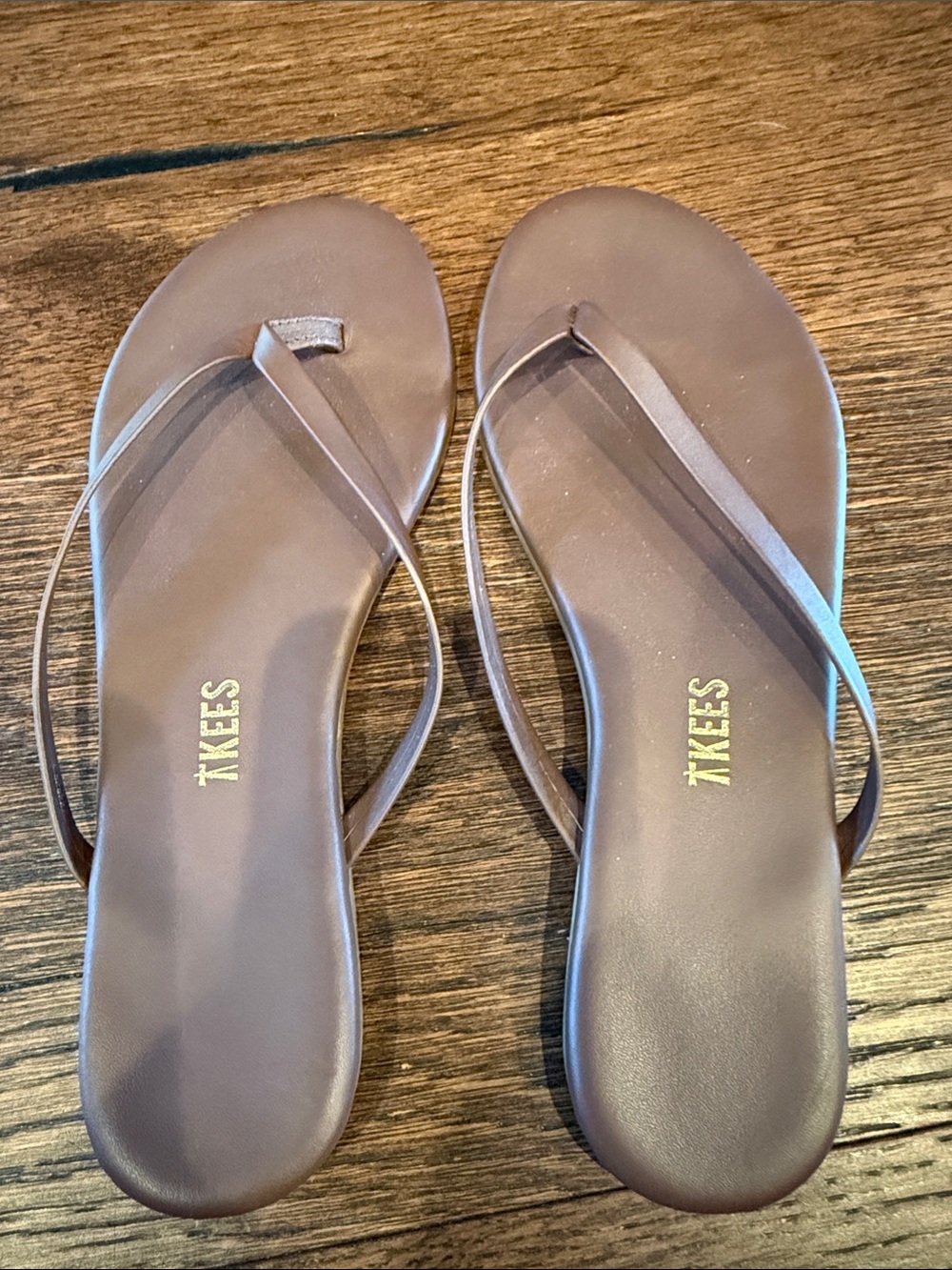 TKEES Chocolate Brown Slim Leather Flip Sandals - Women